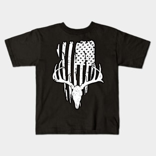 Deer Hunting American Flag Kids T-Shirt